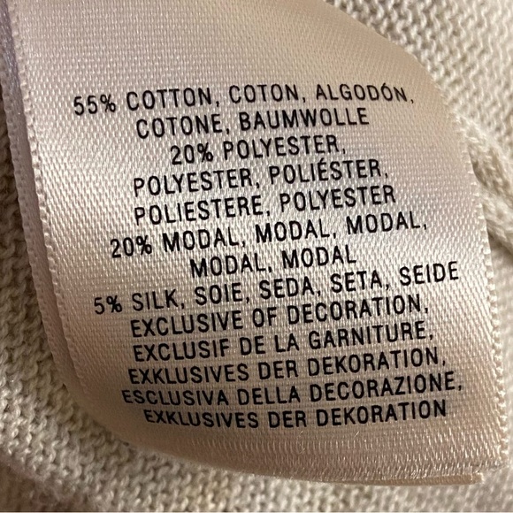 Knitted & knotted Anthropologie sweater cardigan open front cream PomPom  Medium - Picture 11 of 11